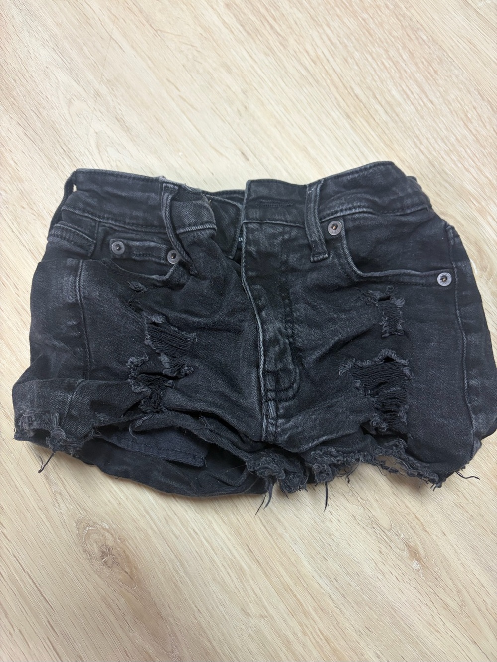 Aeropostale Black Distressed Denim Shorts